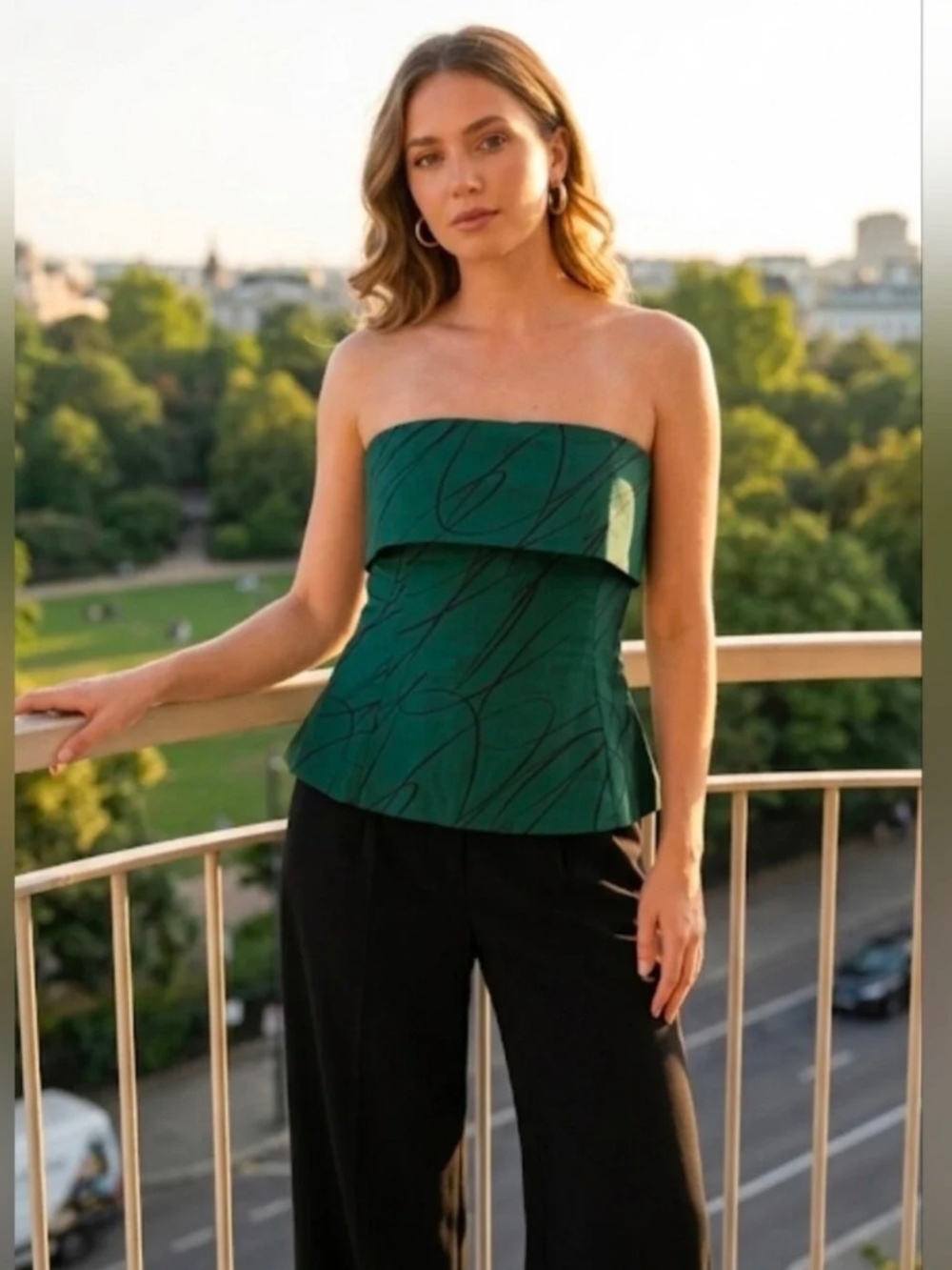 🔥NWT TUCKERNUCK Pine Green Twombly Adrienne Strapless Top Size Small